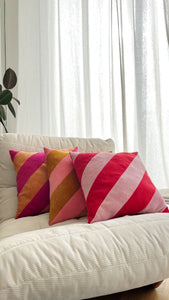 Cushion - Orange &amp; fuchsia stripes