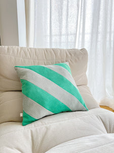 Coussin - Rayures vert & bleu glacier