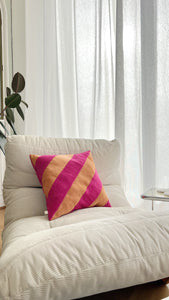 Coussin - Rayures orange & fushia