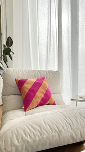 Cushion - Orange &amp; fuchsia stripes