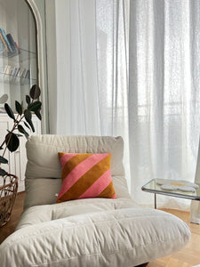 Cushion - Ocher &amp; pink stripes