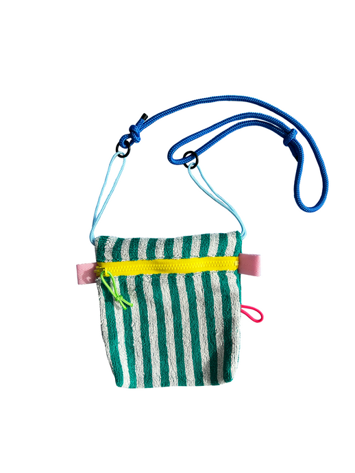 Pocket éponge - Rayures vertes / zip jaune