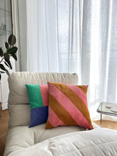 Load image into Gallery viewer, Cushion - Ocher &amp; pink stripes