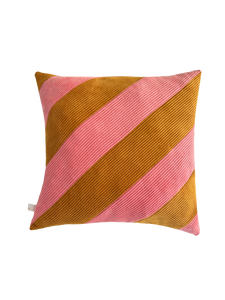 Cushion - Ocher &amp; pink stripes