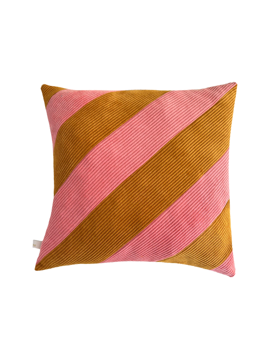 Coussin - Rayures ocre & rose