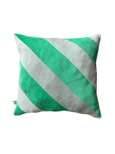 Charger l&#39;image dans la galerie, Coussin - Rayures vert &amp; bleu glacier