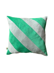 Coussin - Rayures vert & bleu glacier