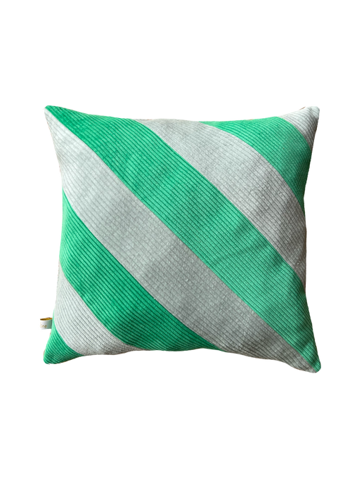 Coussin - Rayures vert & bleu glacier