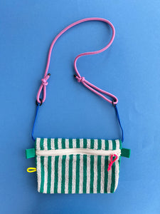 Pocket éponge - Rayures vertes / zip écru