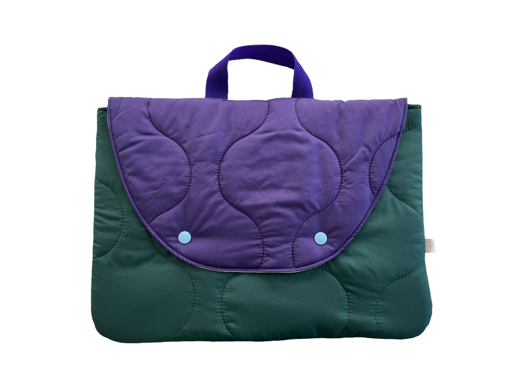 Housse ordinateur Puffy - Vert bouteille & violet