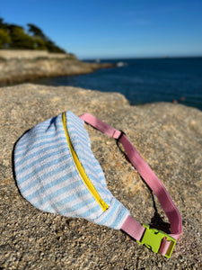 Terry fanny pack - Pink strap stripes