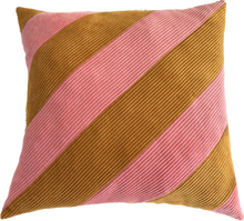 Charger l&#39;image dans la galerie, Coussin - Rayures ocre &amp; rose