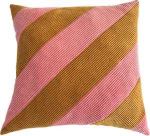 Coussin - Rayures ocre & rose