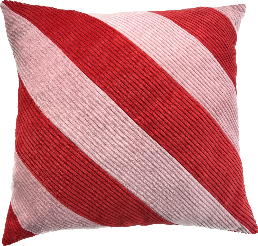 Coussin - Rayures rose & rouge
