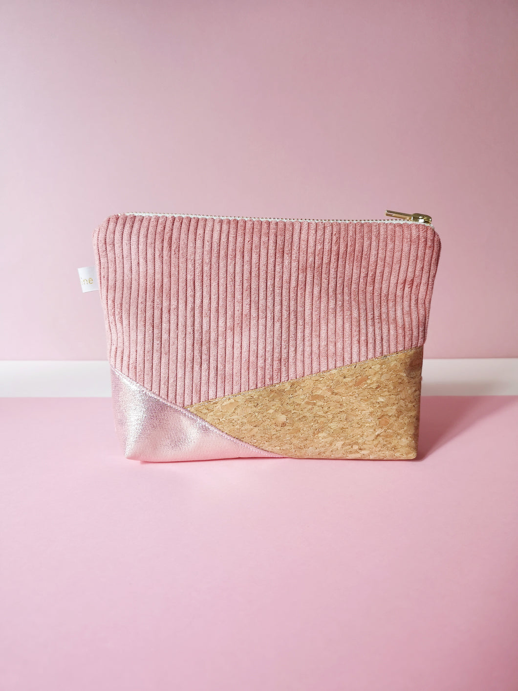 Pochette  V - velours rose